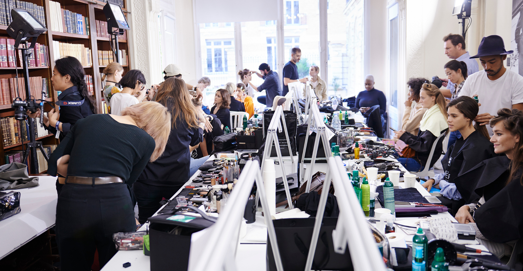 René Furterer backstage for the Spring-Summer 2018 collection by Vanessa Seward