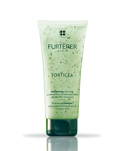 Stimulating shampoo with microbeads of essential oils Forticea essential oil shampoo | René Furterer Forticea stimulating shampoo with microbeads of essential oils | René Furterer